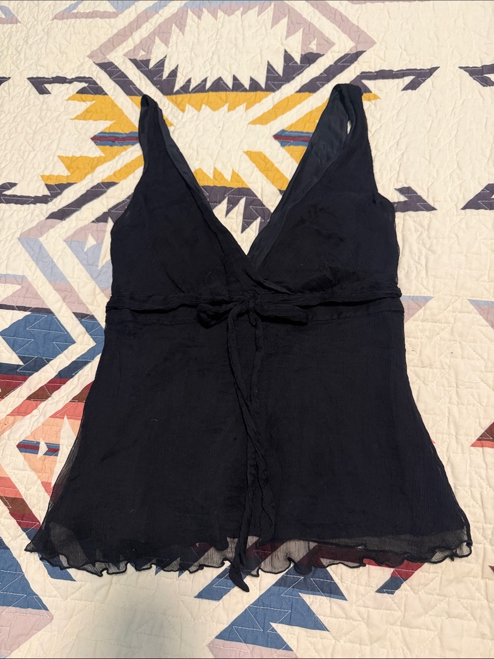 J. Crew Black Wrap Camisole with Tie